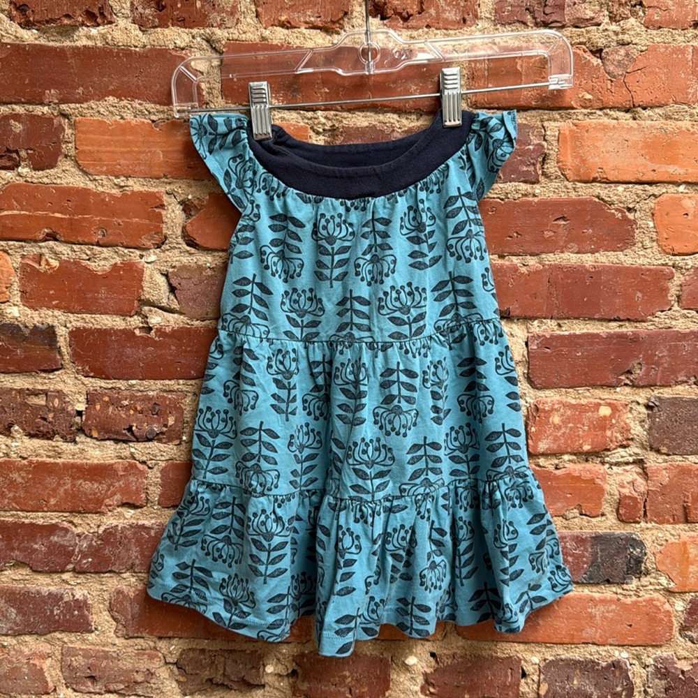 Tea Collection Blue Floral Patterned Cotton Dress, 2T